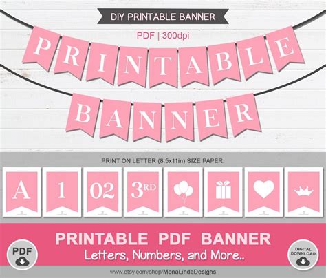 pink printable  bannerprintable alphabet letter etsy