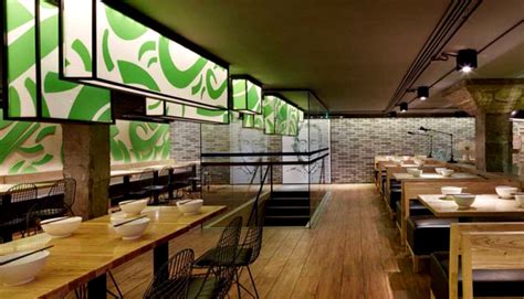 minimalistic asian restaurant  fresh green elements interiorzine