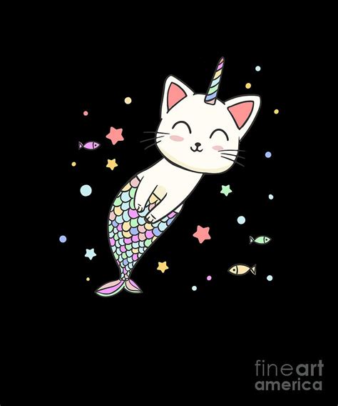 cat mermaid illustration art collectibles digital prints brainchildnet