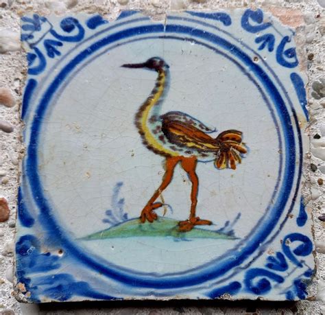 zeldzame antieke tegel met struisvogel aardewerk catawiki
