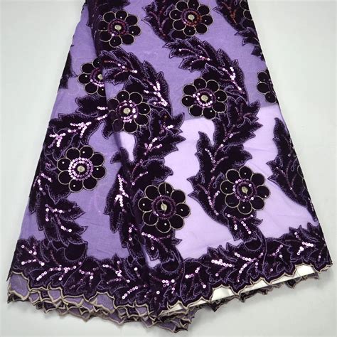 latest elegant high quality purple french net lace  velvet lace