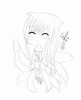 Ahri Lineart sketch template