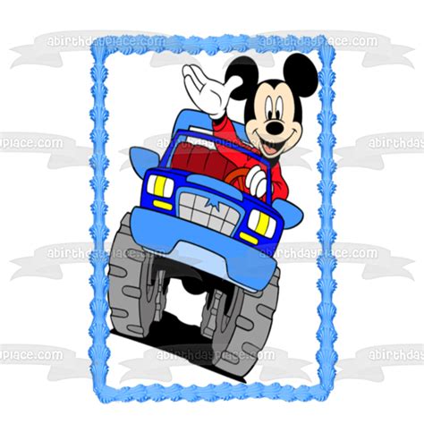 disney mickey mouse driving  car edible cake topper image abpid