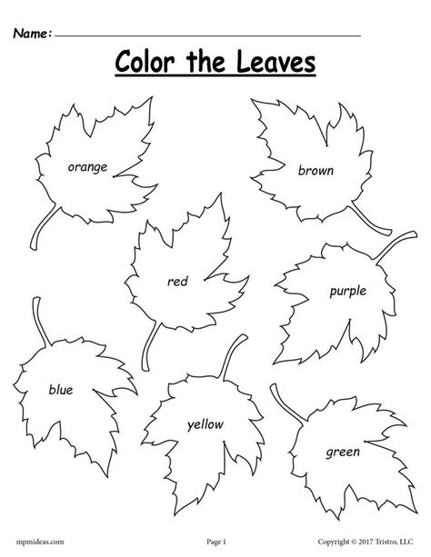 fall leaf color words worksheet fall preschool activities homeschool