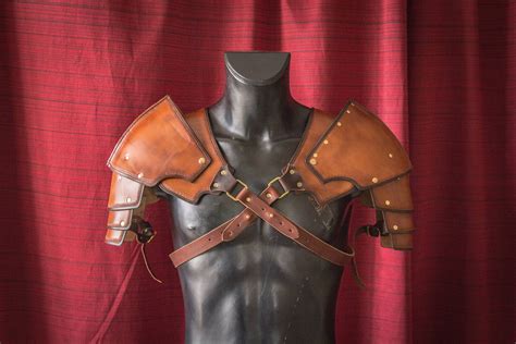 larp leather armor shoulder armor leather pauldrons leather etsy