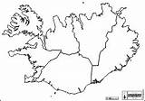 Iceland Maps Blank Outline Islande Roads Regions sketch template