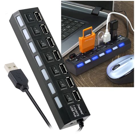 insten  port usb hub    switch adapter led light walmartcom walmartcom