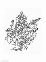 Saraswati Goddess Printable sketch template