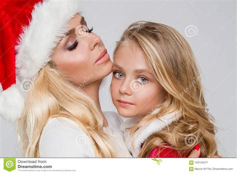 Beautiful Blonde Female Model Mother With Daughter