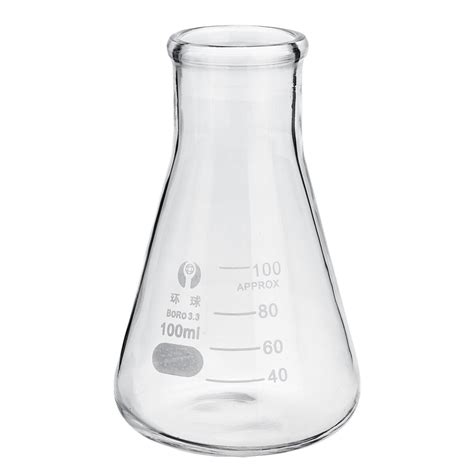 ml lab glass erlenmeyer conical flask bottle  rim borosilicate