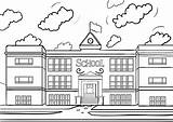 Buildings Coloring Pages Printable Drawing Architecture School sketch template