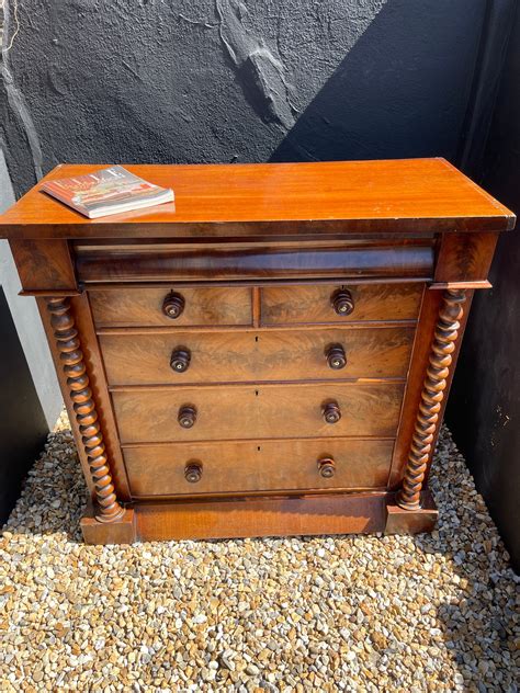 antique flame mahogany scottish chest  drawers search rescued