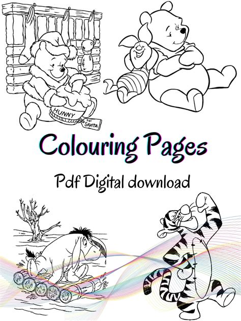 digital printable winnie  pooh colouring pages disney etsy uk