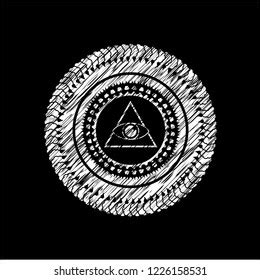 illuminati pyramid icon drawn chalkboard texture stock vector royalty