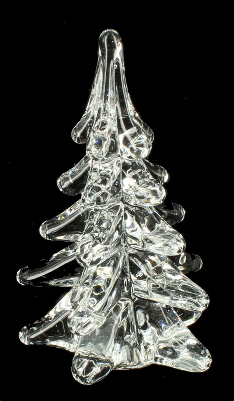 Vintage Murano Clear Solid Art Glass Christmas Tree Winter Holiday