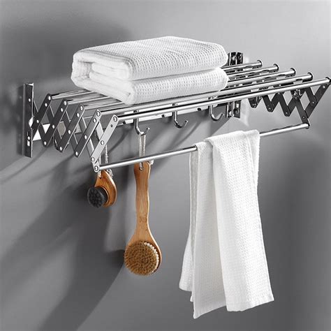 stainless steel wall mounted bar expandable clothes drying rack towel rail storage holder
