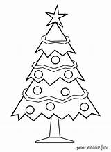 Christmas Tree Decorated Coloring Pages Color Print Printable sketch template