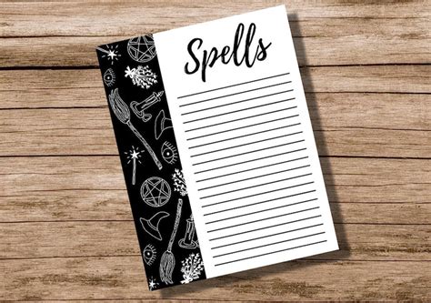 printable spell template spellbook spells witch etsy