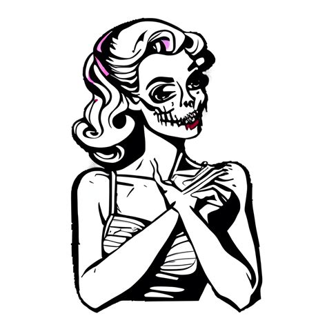 zombie pinup coloring page creative fabrica