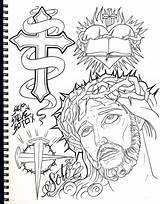 Tattoo Chicano Style Stencil Stencils Drawings Outlines Prison Outline Tattoos Religious Cross Tatuajes Soto Dibujos Coloring Jesus Now Chest Lettering sketch template