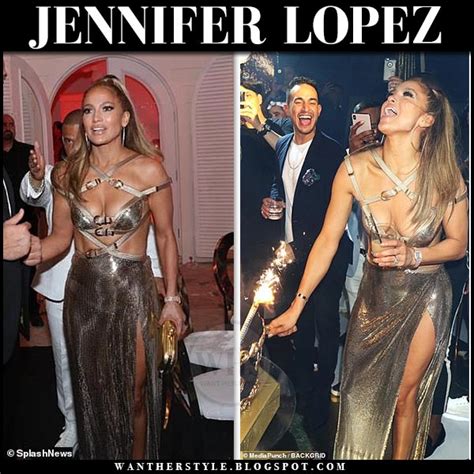 Jennifer Lopez In Gold Sequin Cutout Dress At Her 50th
