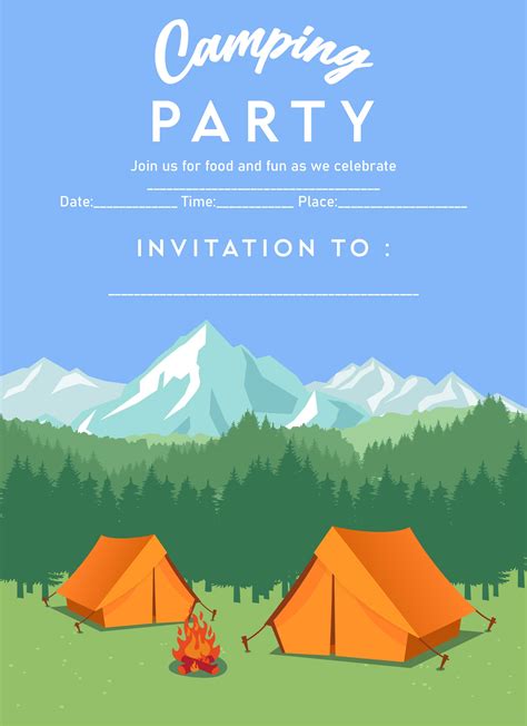 camping party invitations  printable     printablee