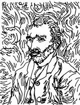 Gogh Starry Vincent Selbstbildnis 1889 Umsetzungen sketch template