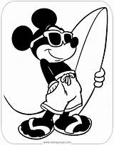 Mickey Coloring Mouse Pages Surfboard Disney Posing Funstuff Disneyclips sketch template