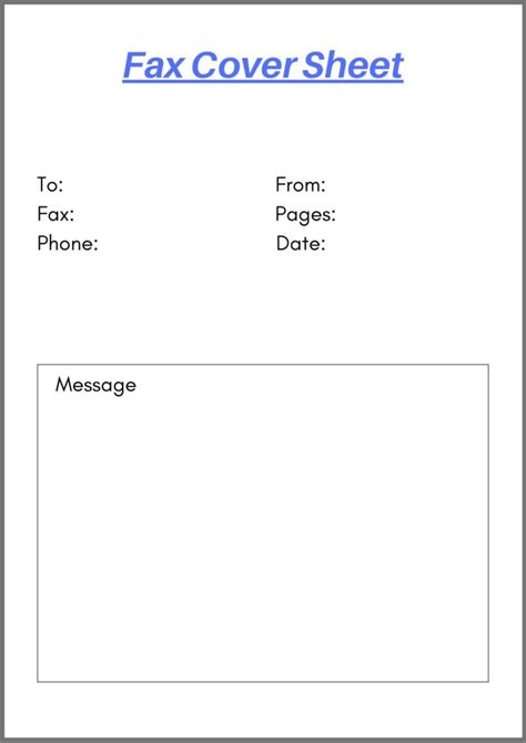 blank fax cover sheet template    word