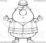Careless Chubby Shrugging Worker Construction Road Illustration Man Royalty Clipart Vector Thoman Cory sketch template