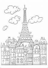 Coloring French France Eiffel Designlooter Towers Thinking sketch template