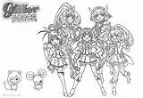 Glitter Force Coloring Pages Precure Characters Printable Color Kids sketch template
