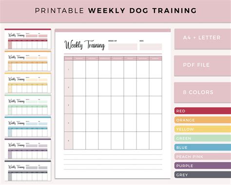 printable dog training schedule puppy training planner etsy