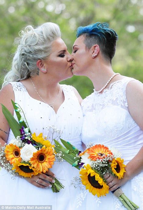 Australias First Legally Married Lesbian Couple Celebrate Daily Mail