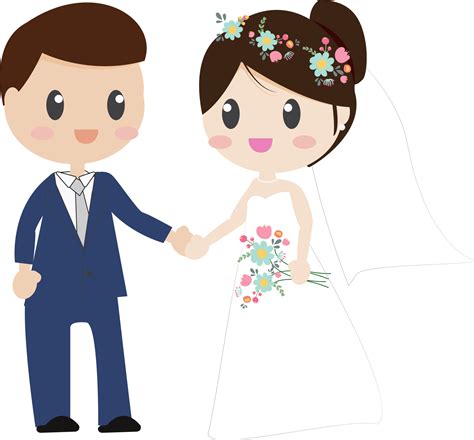 cute dibujos animados hermosas parejas de novios en vestido de novia