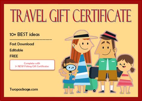 travel gift certificate template ideas