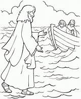 Jesus Coloring Water Miracles Walking Bible Netart sketch template