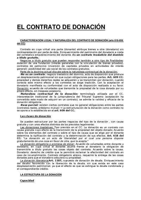 El Contrato De Donación Civil Ii Apuntes De Derecho Civil Docsity