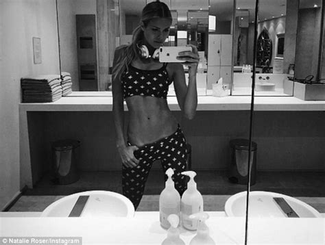 natalie roser flaunts figure in monochrome bikini on instagram daily mail online