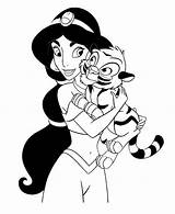 Jasmine Coloring Pages Princess Disney Tiger Baby Rajah Cartoon Cute Little Colouring Aladdin Color Print Cliparts Coloring4free Kid Coloriage Kids sketch template