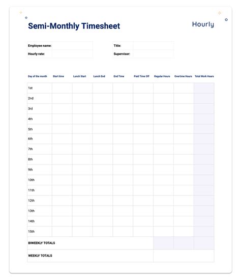 paper timesheet templates  printable timecards hourly
