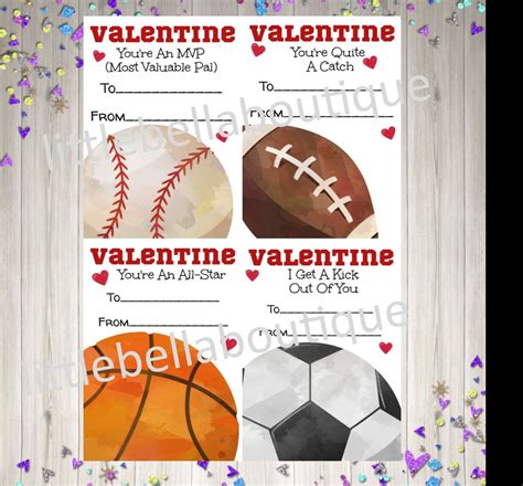 printable sports valentine cards kids sports valentine cards etsy