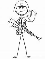 Stickman Soldier Coloring Pages Kids Printable sketch template
