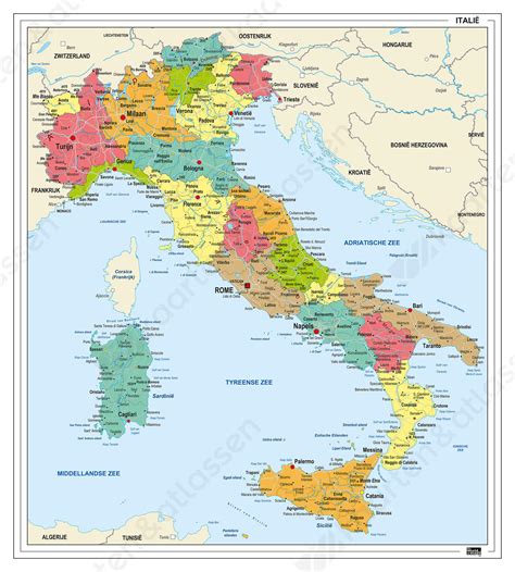 italie kaart staatkundig  kaarten en atlassennl