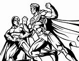 Hero Fighting Villain Coloring Heroes Book Coloringcrew sketch template