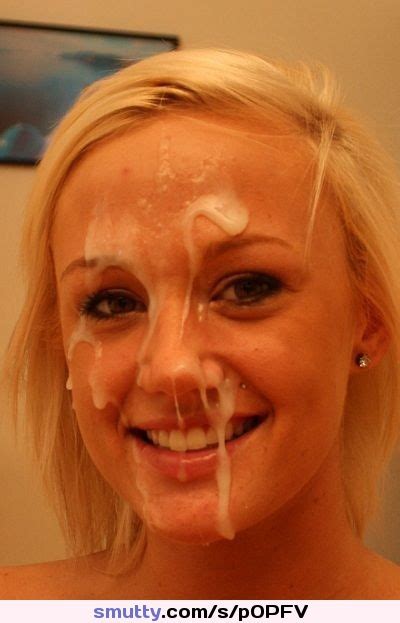 smiling blonde facial cum