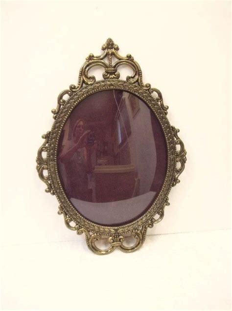 Large Oval Ornate Metal Picture Frame With Convex Curved Glass Two