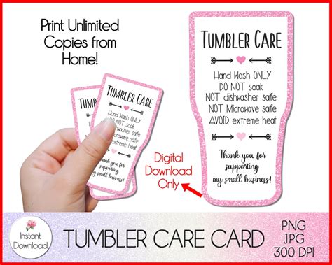 printable tumbler care instructions printable word searches