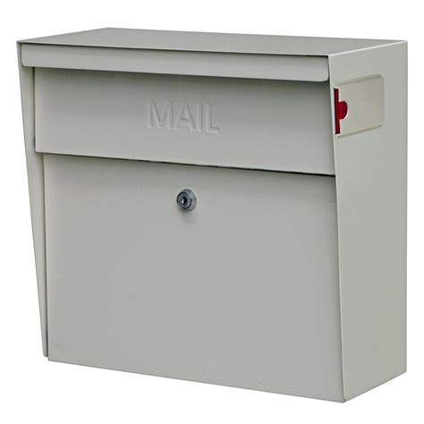mail boss metro locking wall mount mailbox  high security patented lock white