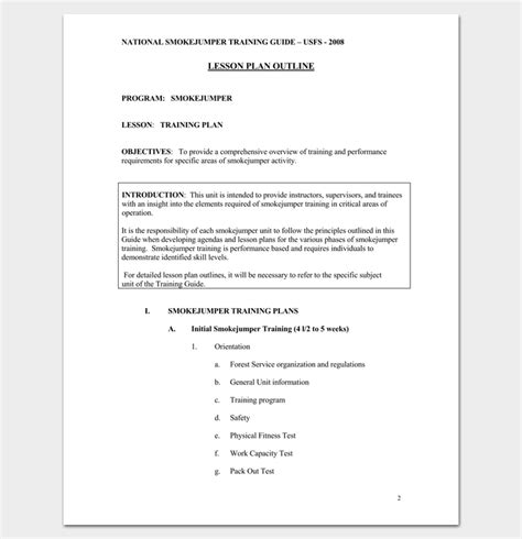 lesson plan outline template  examples formats  samples